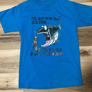 Funny Fishing Graphic Tee - Its not How Deep You Fish Blue Shirt